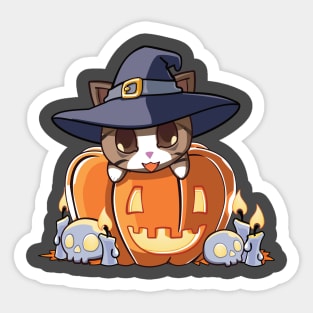 Brown cat in a pumpkin Sticker